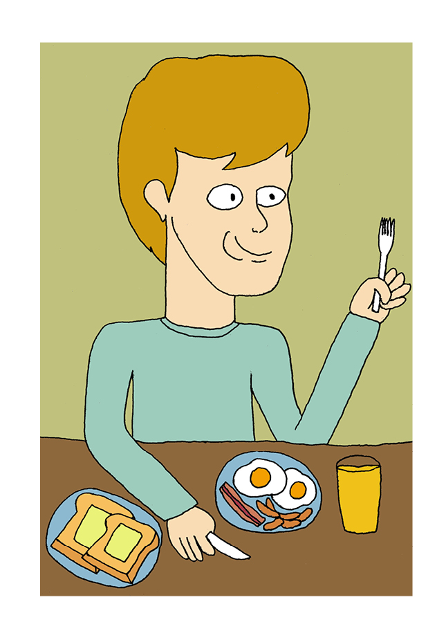Carl  äter frukost