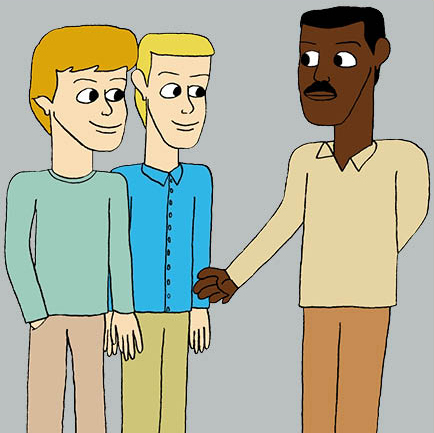 Carl och Simon träffar mörkhyad man